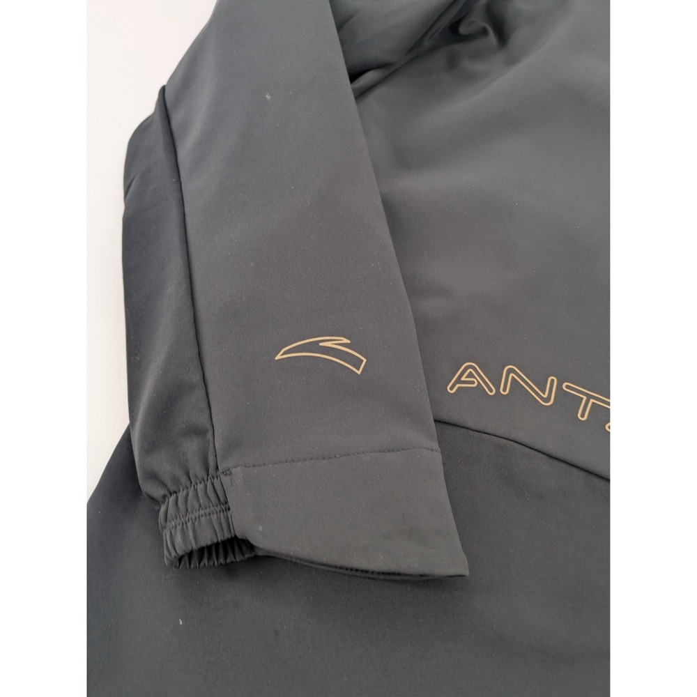 ANTA Men's Full Zip Hooded Jacket Size XXL Black Athletic Track Jacket - Picture 12 of 12